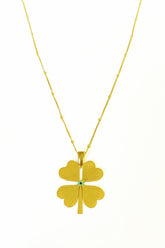 Evil Eye Beads Big Four Leaf Clover Sterling Silver Necklace, Four Leaf Clover Necklace